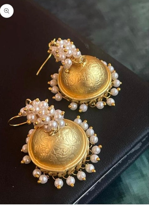 GOLDEN PEARL JHUMKIS