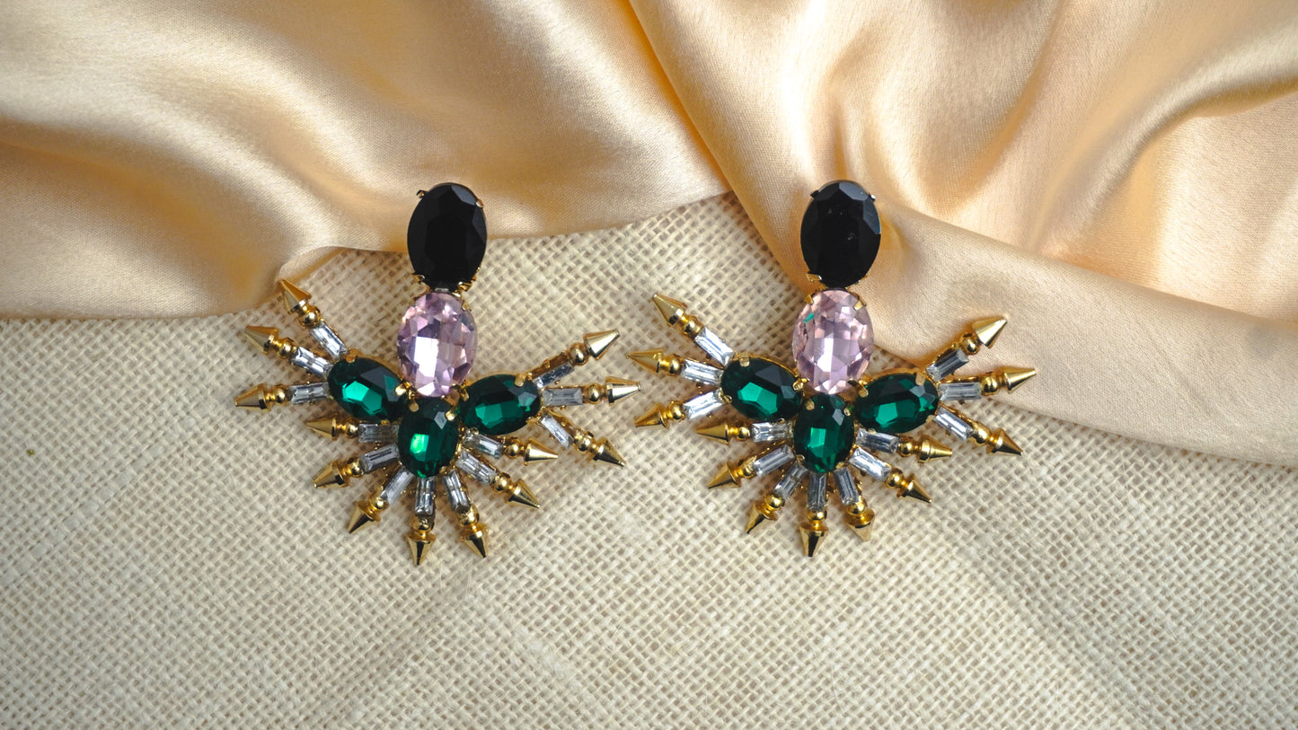 golden-green western earrings