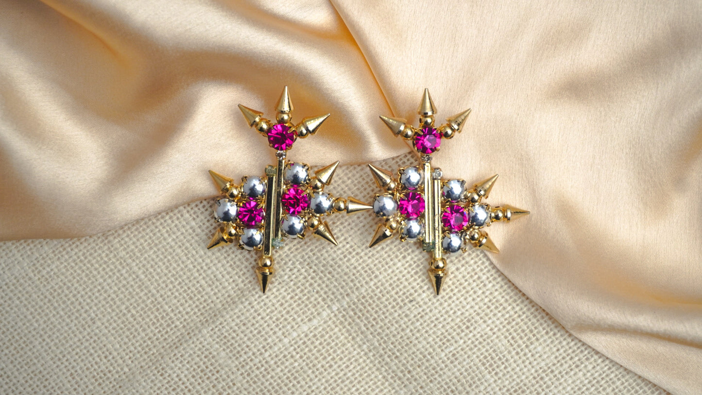 pink western  statement earrings