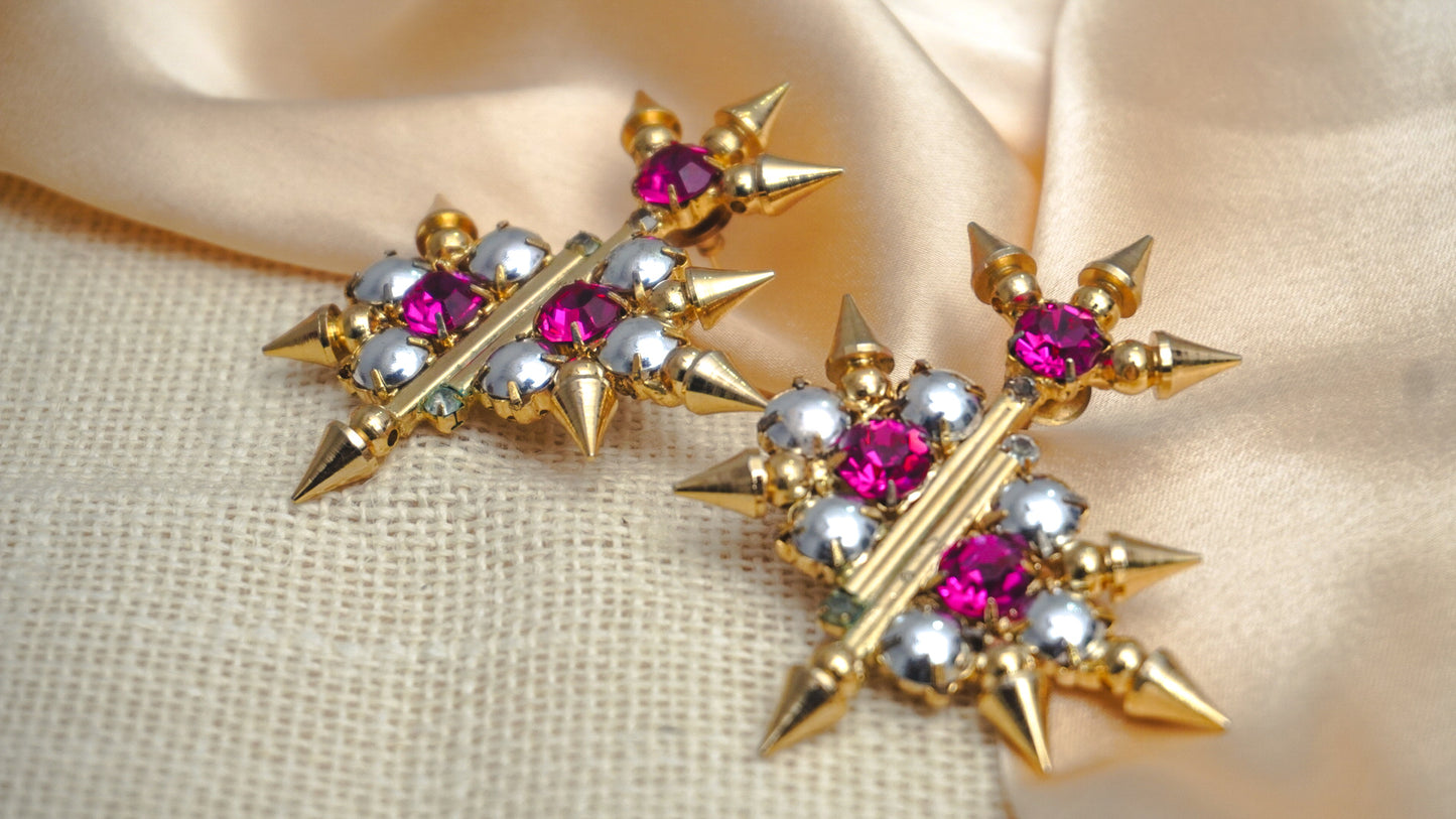 pink western  statement earrings