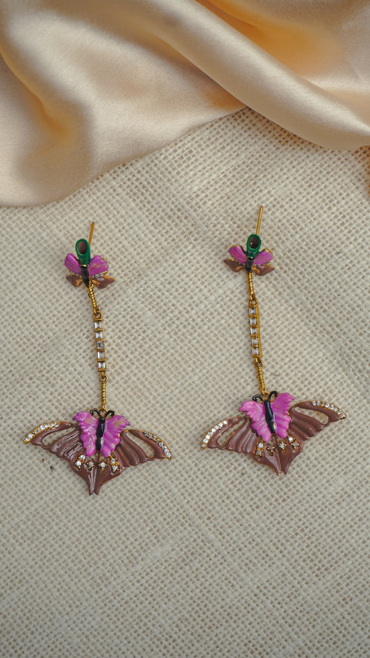 PINK BUTTERFLY PARTY EARRINGS