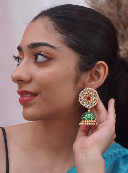 ROUND MEENAKARI KUNDAN JHUMKIS-03