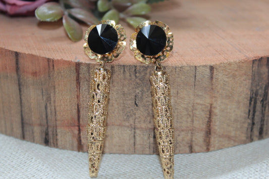 BLACK-GOLDEN-PARTY WEAR EARRINGS