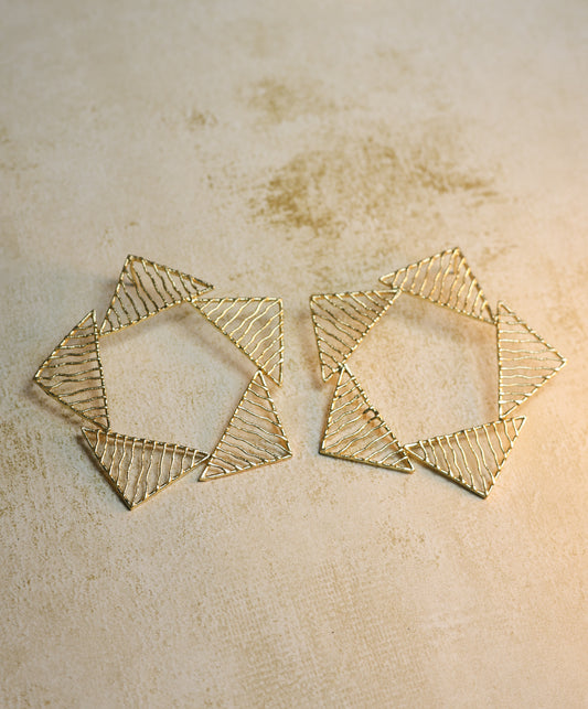 GOLDEN TRIANGULAR HOOPS EARRINGS