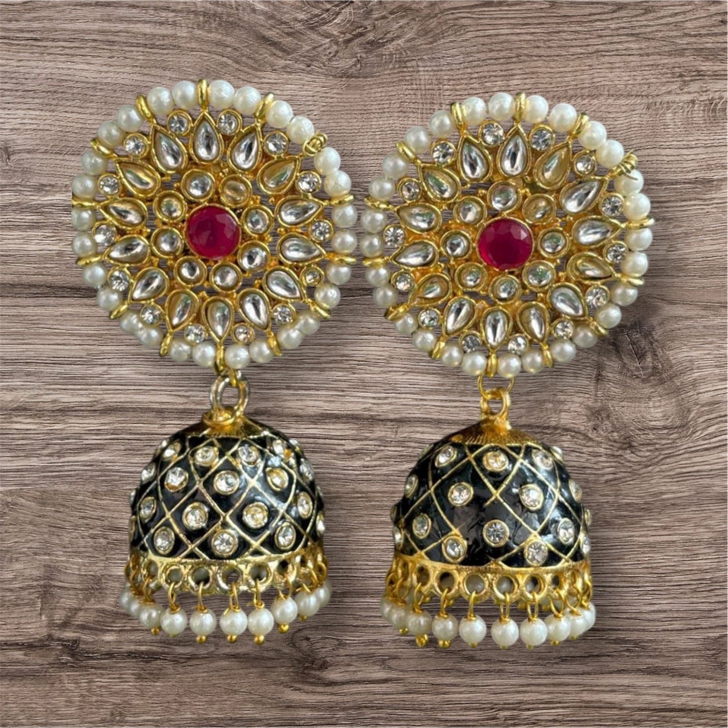 ROUND MEENAKARI KUNDAN JHUMKIS-03