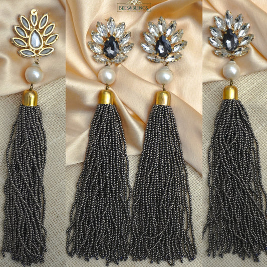 grey-Beaded-Tassel-Earrings